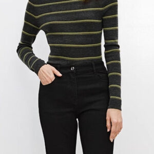 Seamless Crew Neck Striped Knit Top