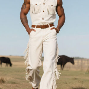 Men's Western Fringed Sleeveless Jumpsuit