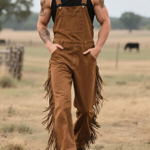 Men's Western Style Tassel Overalls
