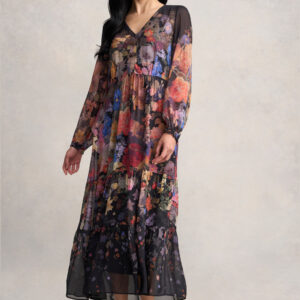 Georgette Print Dress - Midnight Floral