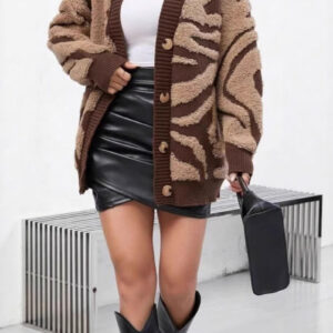 Plus Size Leopard Knit Cardigan