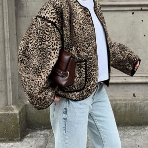 Vintage Style Animal Print Short Cardigan