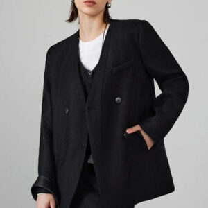 Double Breasted Wool Blend Blazer