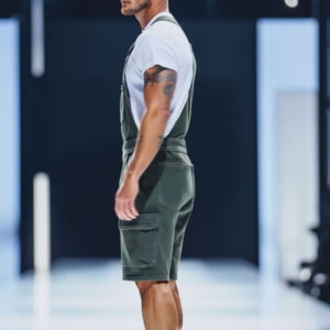 Men's Army Green Multi-Pocket Short Overalls