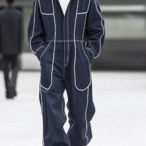 Men's Multi-Pocket Contrast Color Vintage Denim Jumpsuit