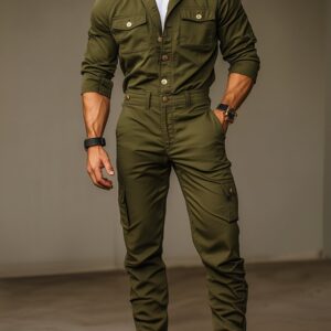 Vintage Street Multi-Pocket Long Sleeve Cargo Jumpsuit